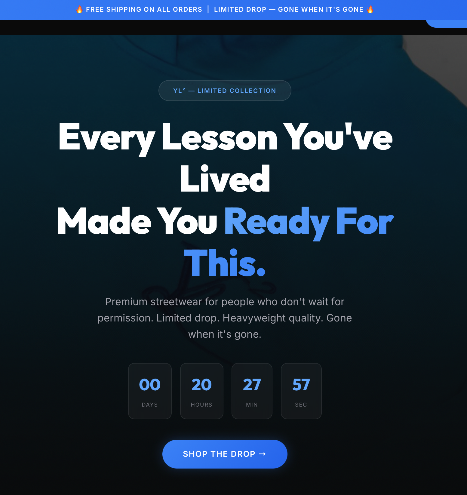 E-commerce product launch page with countdown timer